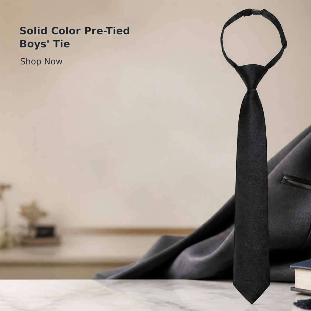 Boys’ Pre-Tied Solid Color Necktie